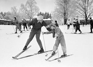 Skidskola på 1950-talet.