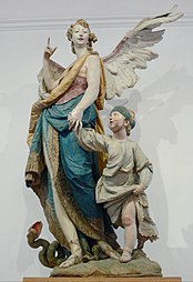 Rococo - Tobias and the Angel, by Ignaz Günther, 1763, limewood, Bürgersaalkirche, Munich, Germany[42]