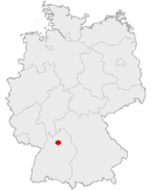 Mapa da Alemanha, posição de Weinsberg acentuada