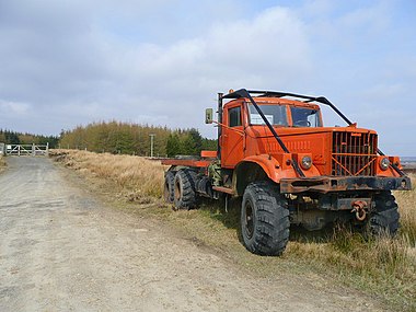 Three axle KrAZ-255B logging truck