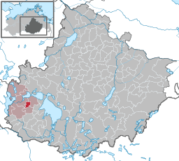 Läget för kommunen Penkow i Landkreis Mecklenburgische Seenplatte