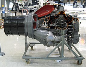 Pratt & Whitney J42 shows secondary air system impeller for bearing cooling air.