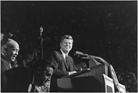 President John F. Kennedy speaking at Hippodrome, 6 October 1962