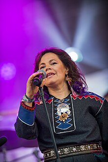 Pirttijärvi-Länsman singing with the group Solju at Riddu Riđđu 2018