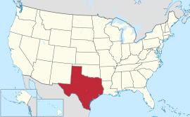نقشه ایالت‌های آمریکا همراه برجسته‌بودن تگزاس