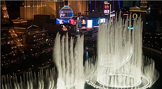 The Bellagio Fountains as seen from the hotel