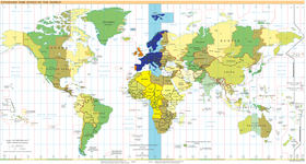 Carte du fuseau horaire.