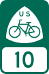 U.S. Bicycle Route 10 marker