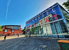 The university's entrance at its main campus Hollandischer Platz