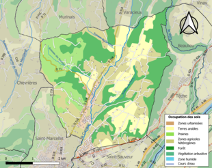 Carte en couleurs présentant l'occupation des sols.