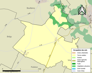 Carte en couleurs présentant l'occupation des sols.