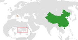 Map indicating locations of China and Holy See