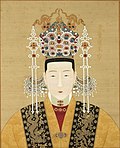 The empress of the Ming dynasty,wearing a crown and wore traditional Ming costume.