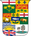 Escudo de armas de Canadá como se ve en la insignia roja de 1896