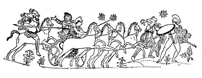 Battle between Greeks and Persians, on the reverse of the Darius Vase.
