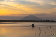 Scenery of Dầu Tiếng Lake in the evening.