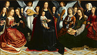 Virgo inter Virgines, Gerard David, c. 1509, with two donor portraits, in this case the artist and his wife.[32]
