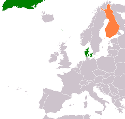 Map indicating locations of Denmark and Finland