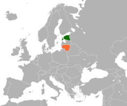 Mappa che indica l'ubicazione di Estonia e Lituania