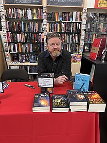 Gareth L. Powell at an author event in Petaluma, California.