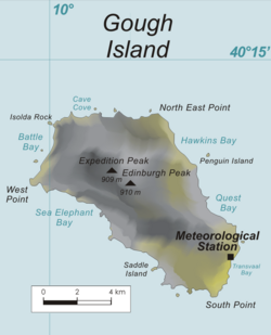Location on Gough Island