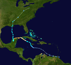 Parcours de l'ouragan Isidore