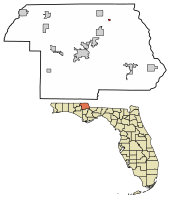 Location of Bascom in Jackson County, Florida