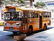 日産ディーゼルK-RM80E (1980年式) 116 1988年8月30日廃車 江ノ電バスでは初の中型路線車（ホイールベース3750mmの短尺車）。 高根線用に導入された。