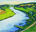 Image 5Nico Klopp: Loop in the Moselle at Greiveldange with Stadtbredimus (1930) (from Culture of Luxembourg)