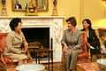 Kwon Yang-suk (left) with U.S. First Lady Laura Bush