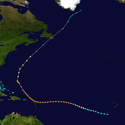 Parcours de l'ouragan Luis