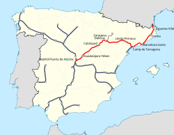 A Madrid–Barcelona nagysebességű vasútvonal útvonala