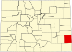 State map highlighting Prowers County