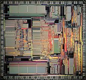 Die shot of a Motorola 68040-microprocessor.