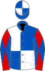 Royal blue and white (quartered), red and royal blue diabolo on sleeves