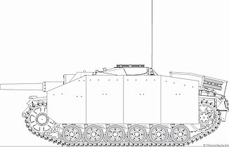 Sturmhaubitze 42 تُظهِر لوحات المدرعة الجانبية Schürzen .