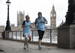 Tony Grounds (left) and Lee Evans Training for their Save the Children Marathon