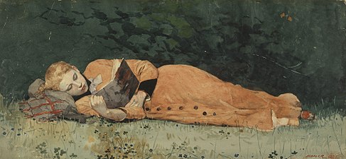 The new novel, by Winslow Homer (1877)