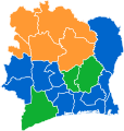 2010 Ivorian presidential election by region (First Round)
