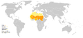 It shows the nations hit by the 2010 Sahel African famin. Oringe tinted nations were in emediate risk of or had a famin acording to the UN/ICRC/ and/or aid oganisations like CAFOD. Yellow tinted nations had heavy sandstorm, food shortages or a drought, but did not go as far as to have a actual famin it's self.