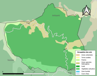 Carte en couleurs présentant l'occupation des sols.