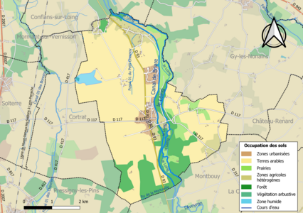 Carte des infrastructures et de l'occupation des sols de la commune en 2018 (CLC).