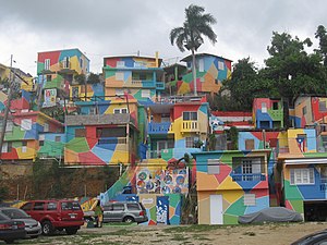 Colorful buildings adjacent to the plaza