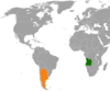 Location map for Angola and Argentina.