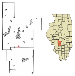 Location in Montgomery and Bond counties, Illinois