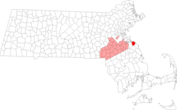 Location in Norfolk County in Massachusetts