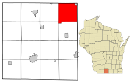Location in Green County and the state of Wisconsin.