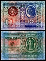 100 Korona (1920, using a 1912 base note)