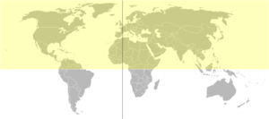 O Hemisferio norte, en ocre.