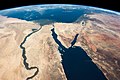 Image 15"The Nile and the Sinai, to Israel and beyond. One sweeping glance of human history." Caption by astronaut Chris Hadfield on board the International Space Station.